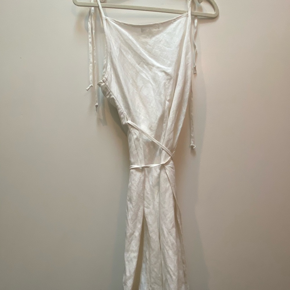 Little Lies white linen wrap dress